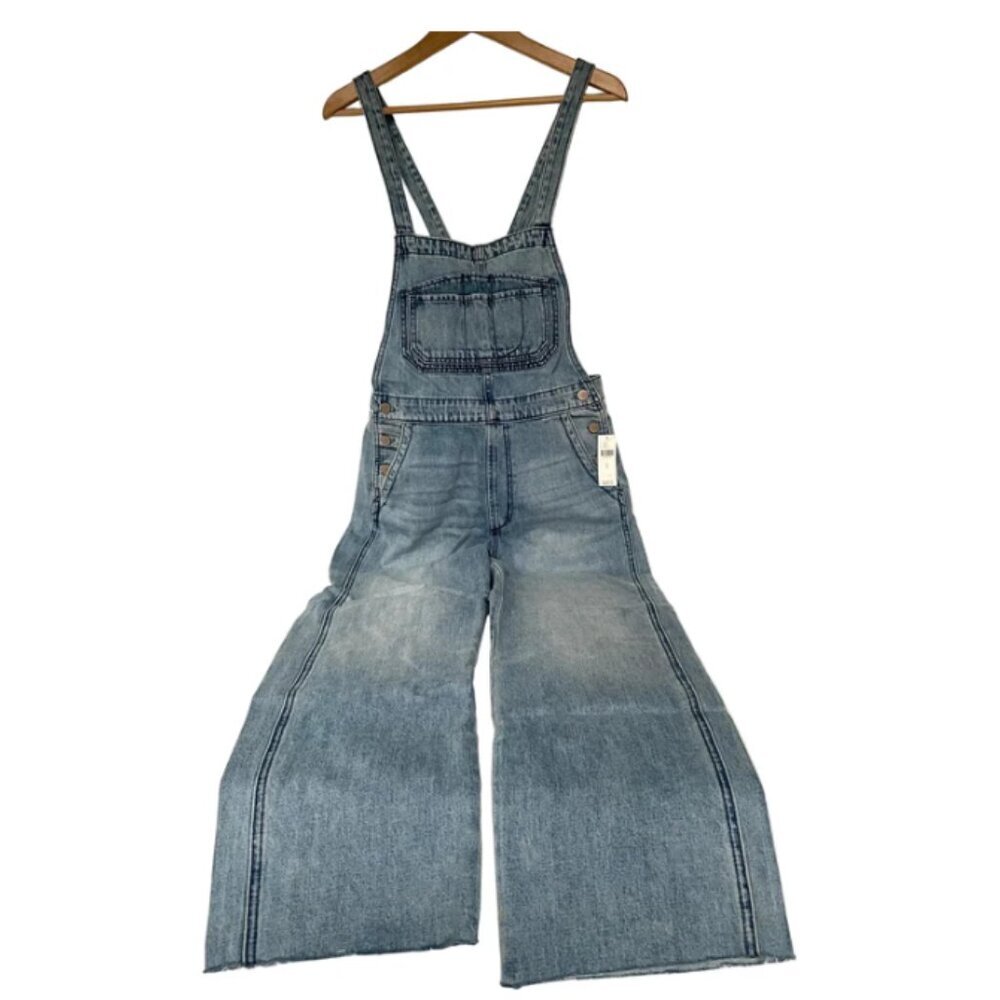 Joe’s Jeans Wide Leg Crop Denim Overalls Blue Womens Large